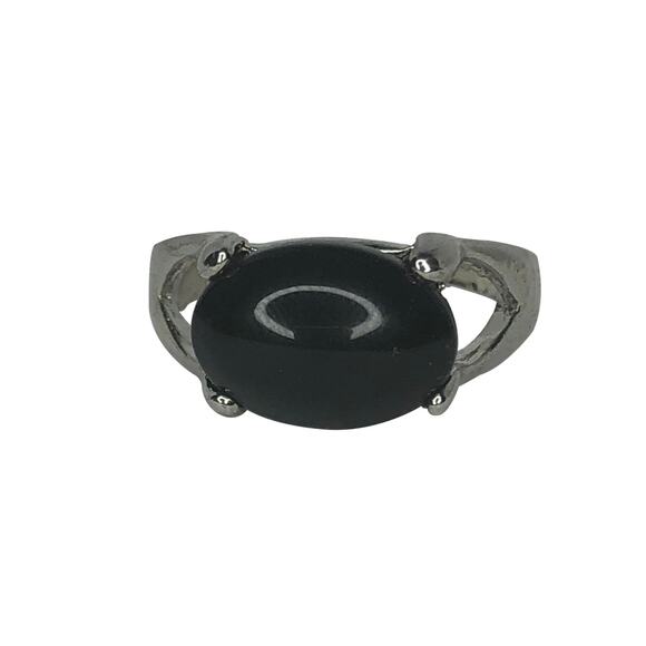 Black Stone Silver Ring - Size 9.5 - Picture 3 of 6